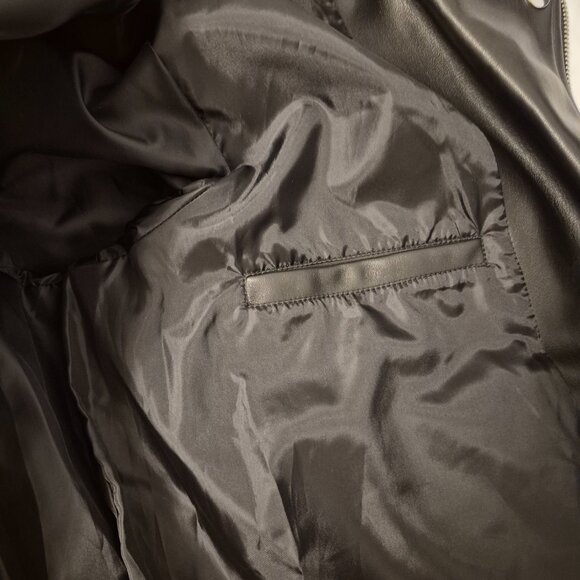 Missguided UK Size 12 Black Aviator Zippered Biker Faux Jacket New - Picture 4 of 13